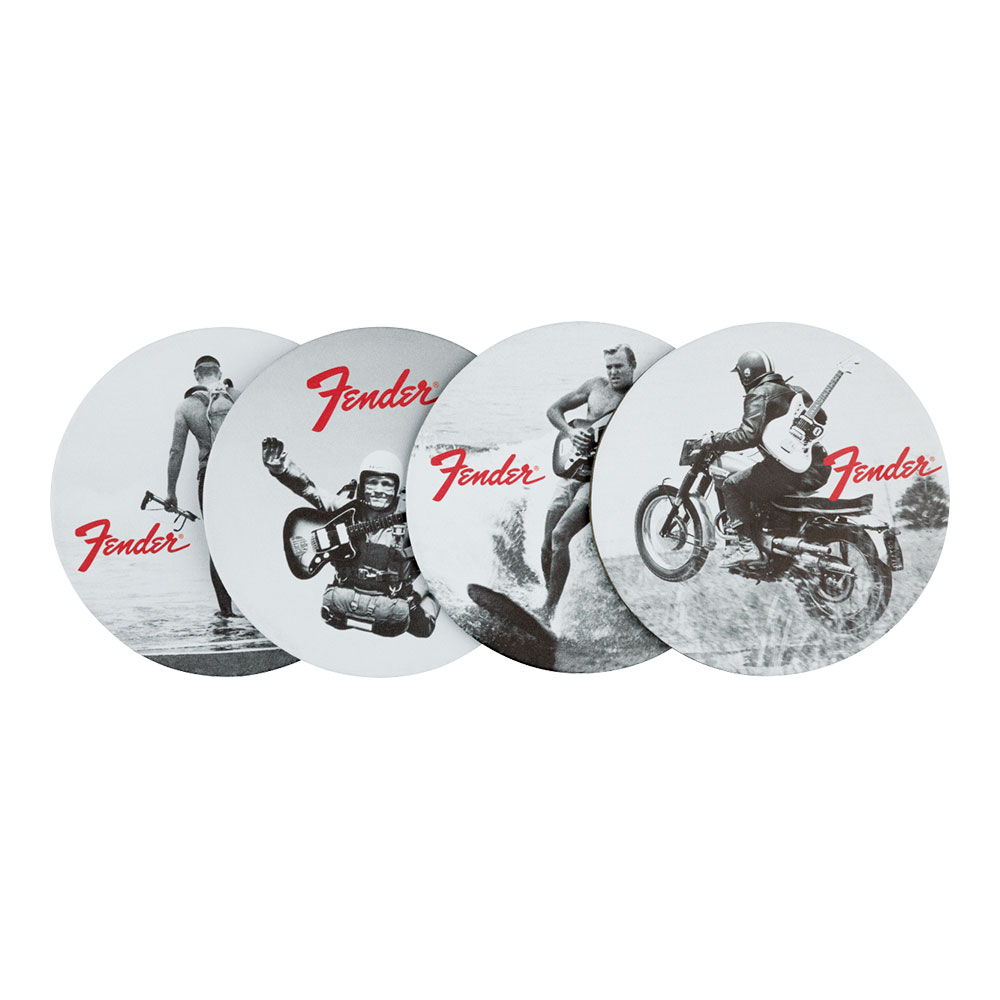 Fender フェンダー Vintage Ads 4-Pk Coaster Set Black and White コースターセット