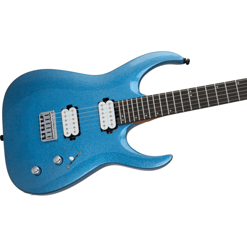 Jackson ジャクソン Pro Plus Series Signature Misha Mansoor Juggernaut HT6 Blue Sparkle エレキギター ボディ斜めアングル画像