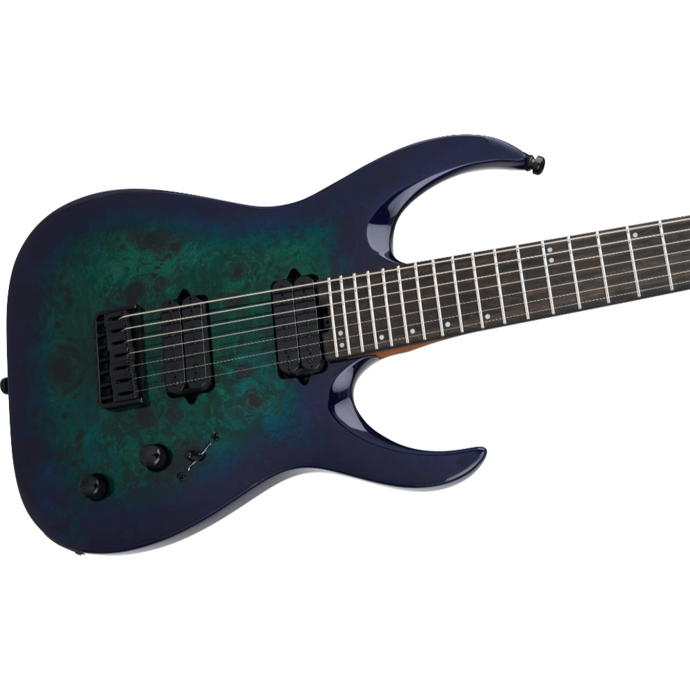 Jackson ジャクソン Pro Plus Series Signature Misha Mansoor Juggernaut HT7P Chlorine Burst 7弦エレキギター ボディ斜めアングル画像