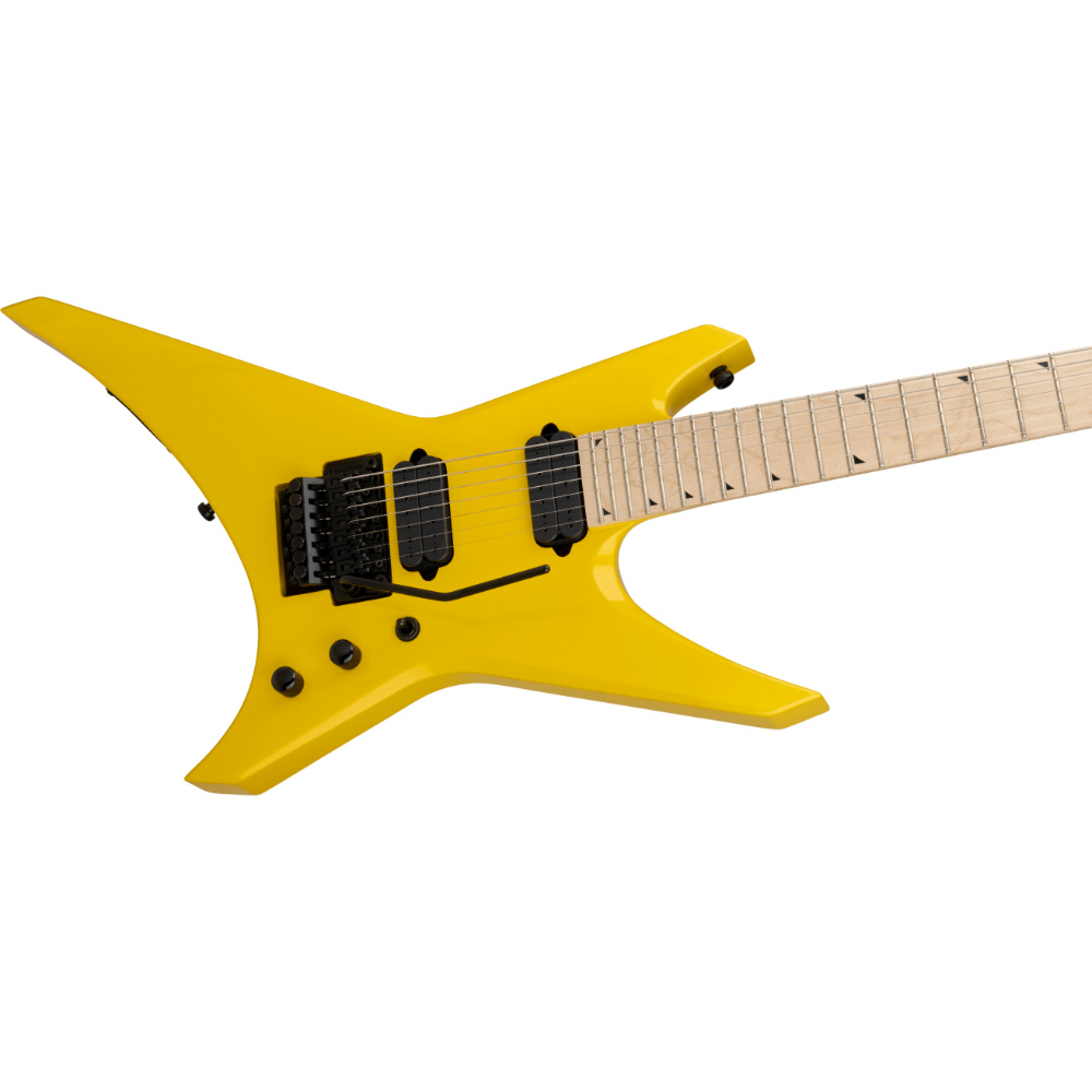 Jackson ジャクソン Pro Series Signature Dave Davidson Warrior WR7 MPL Ferrari Yellow 7弦エレキギター ボディ斜めアングル画像