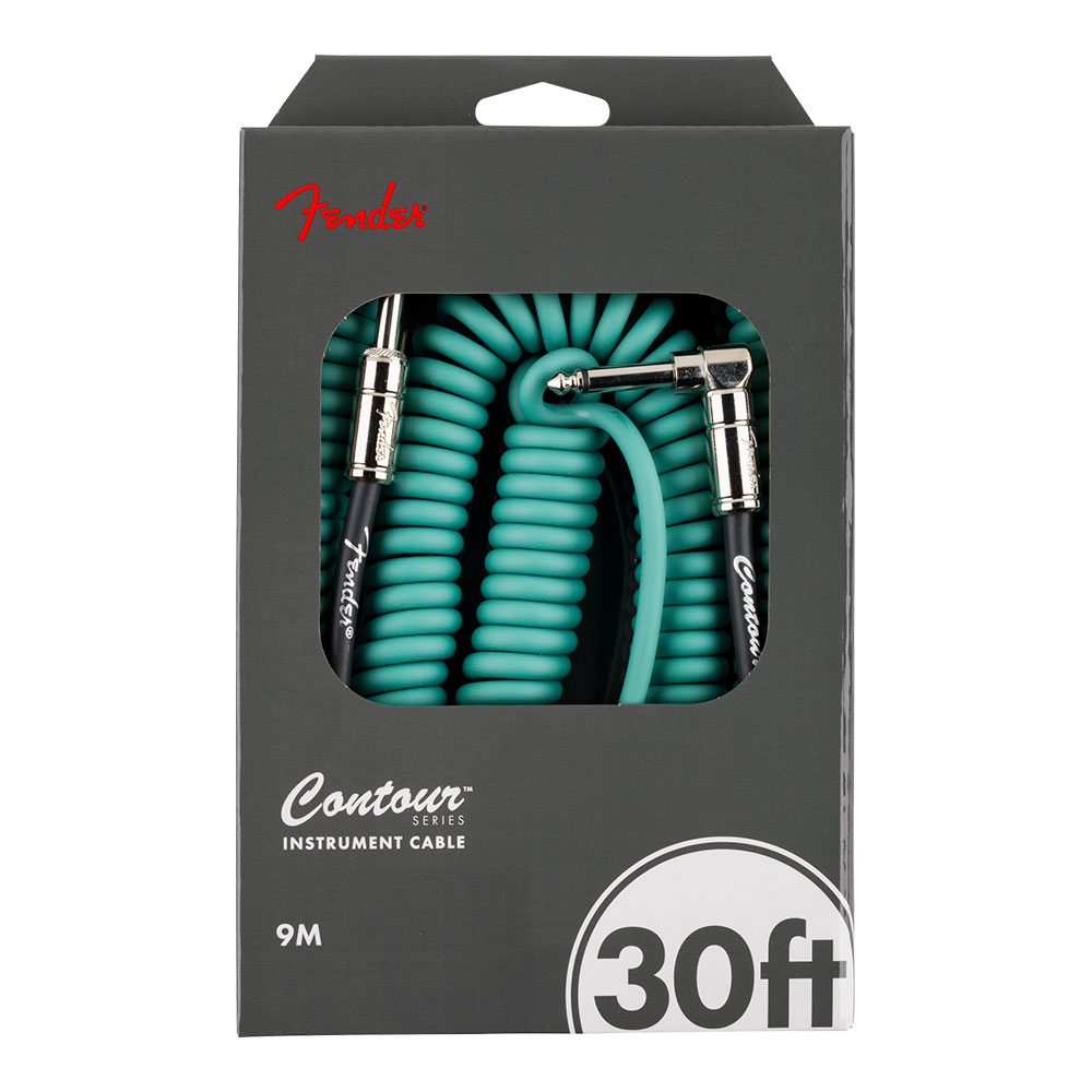 Fender フェンダー Contour 30ft（約9m） Coiled Cable Sherwood Green カールコード ギターケーブル パッケージ