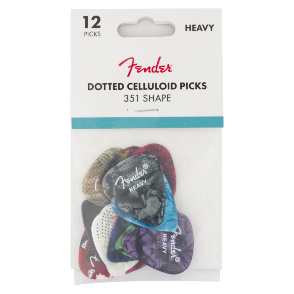 Fender フェンダー 351 Dotted Celluloid Picks 12-Pack Heavy ギターピック 12枚入りパック パッケージ画像