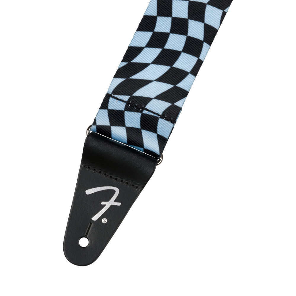 Fender フェンダー Wavy Checkerboard Polyester Strap Blue ギターストラップ レザーエンド