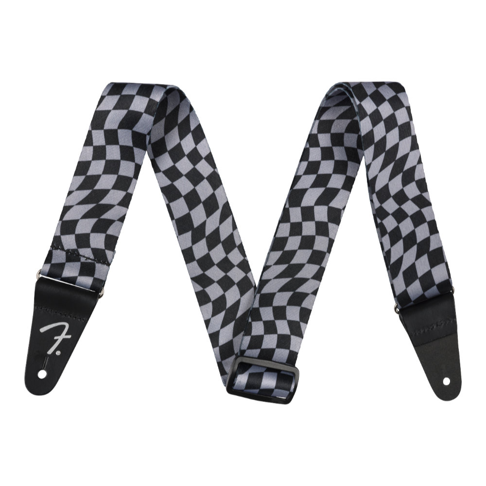 Fender フェンダー Wavy Checkerboard Polyester Strap Gray ギターストラップ