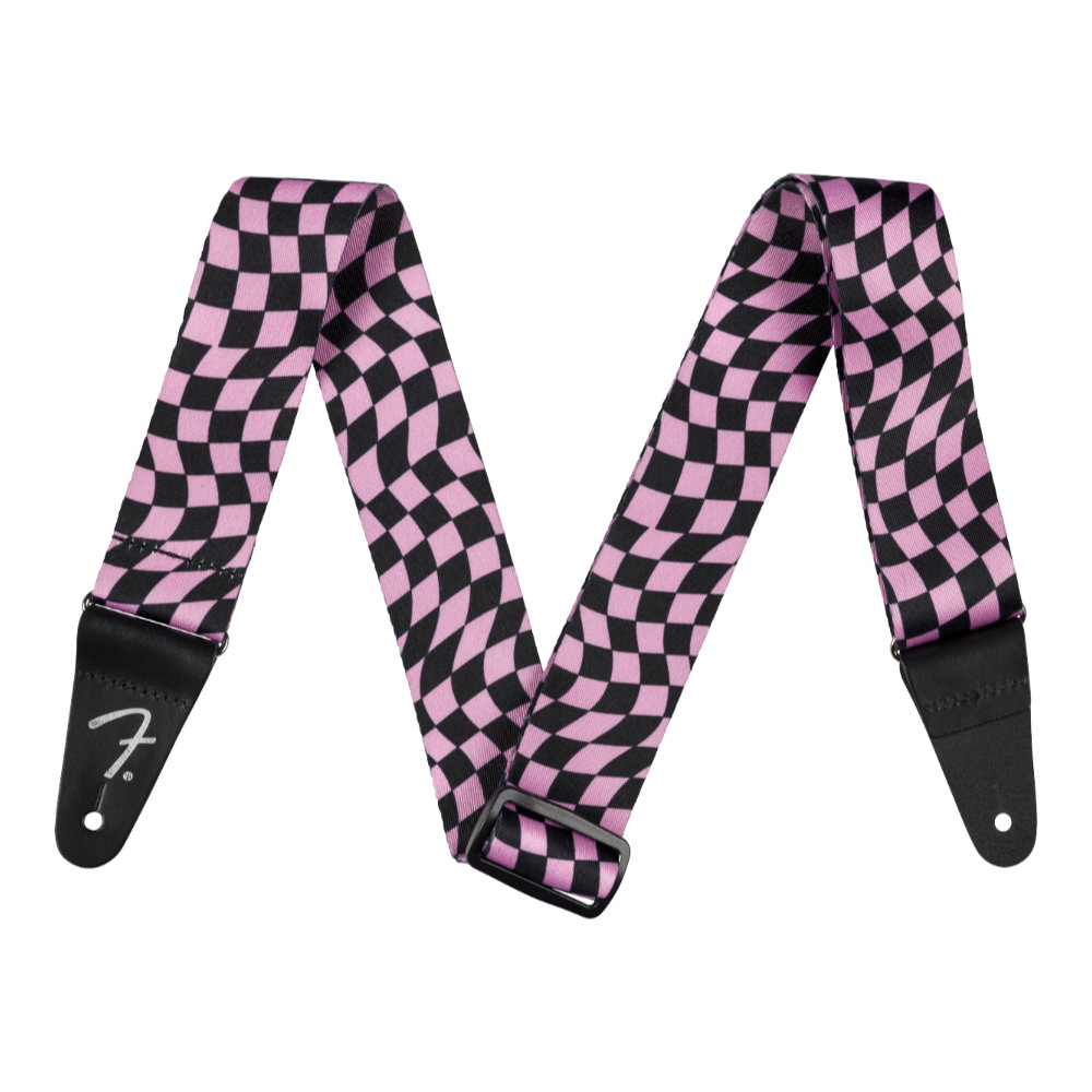 Fender フェンダー Wavy Checkerboard Polyester Strap Pink ギターストラップ