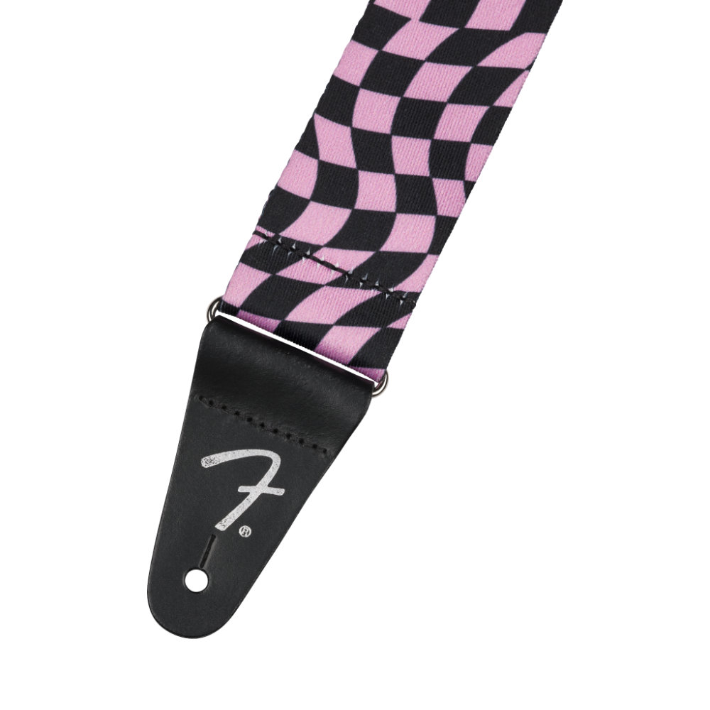 Fender フェンダー Wavy Checkerboard Polyester Strap Pink ギターストラップ レザーエンド