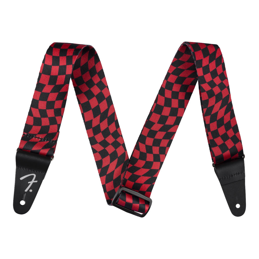 Fender フェンダー Wavy Checkerboard Polyester Strap Red ギターストラップ