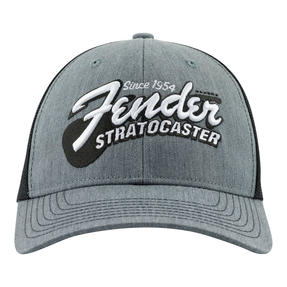 Fender フェンダー Stratocaster Guitar Hat Heather Gray メッシュキャップ 正面