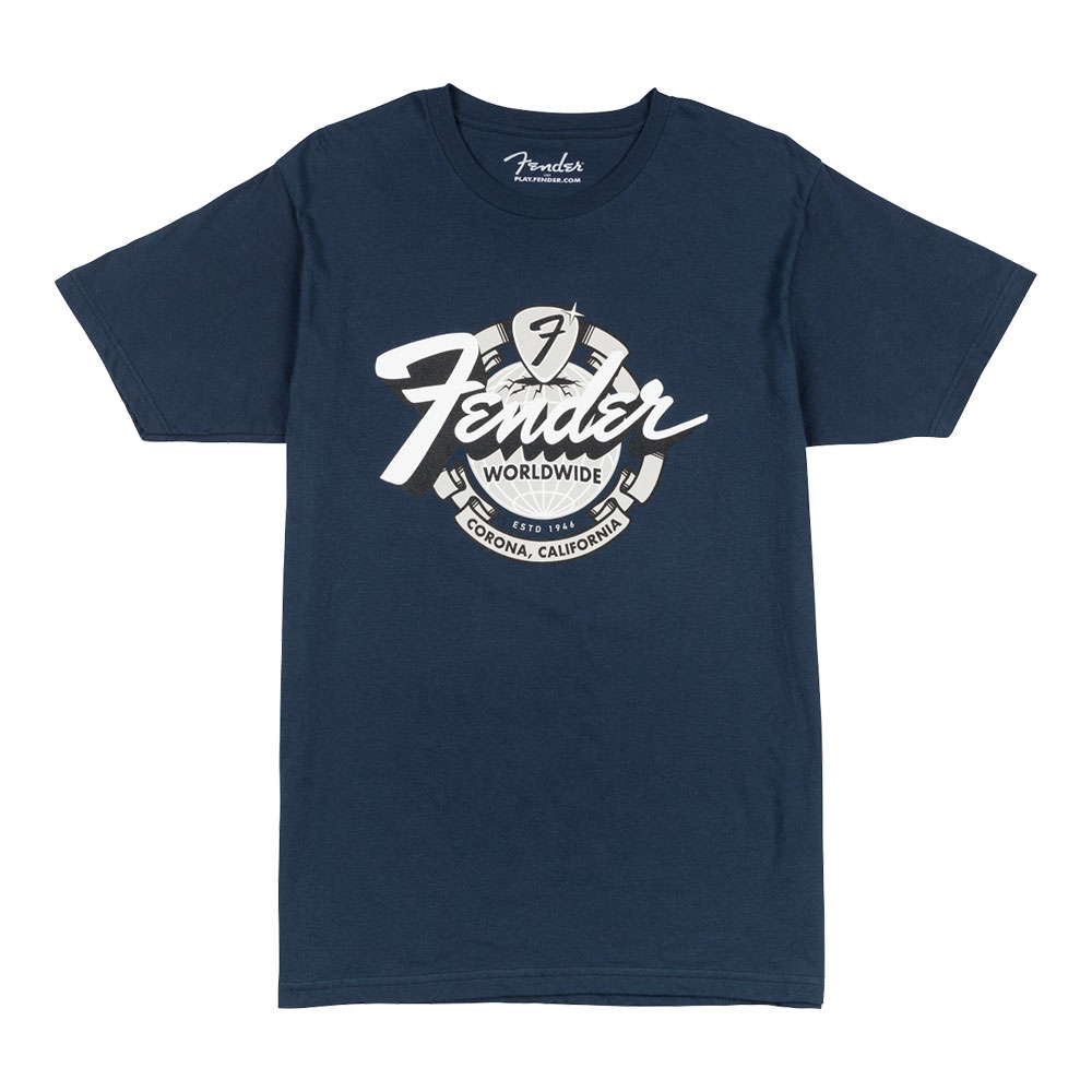 Fender フェンダー World Wide Tee Vintage Navy Mサイズ Tシャツ 半袖