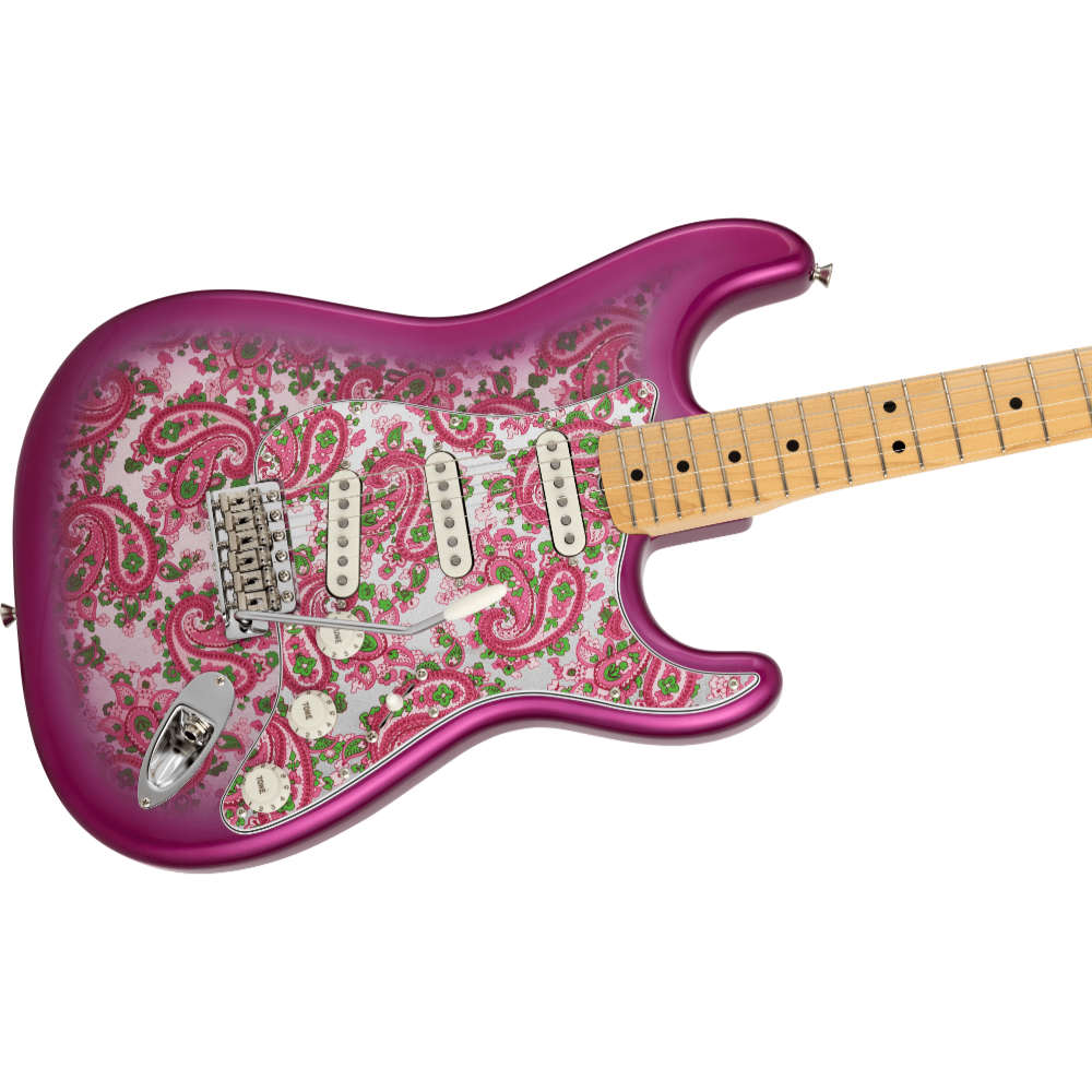 Fender フェンダー Made in Japan Limited Stratocaster Pink Paisley エレキギター ストラトキャスター ボディ斜めアングル画像