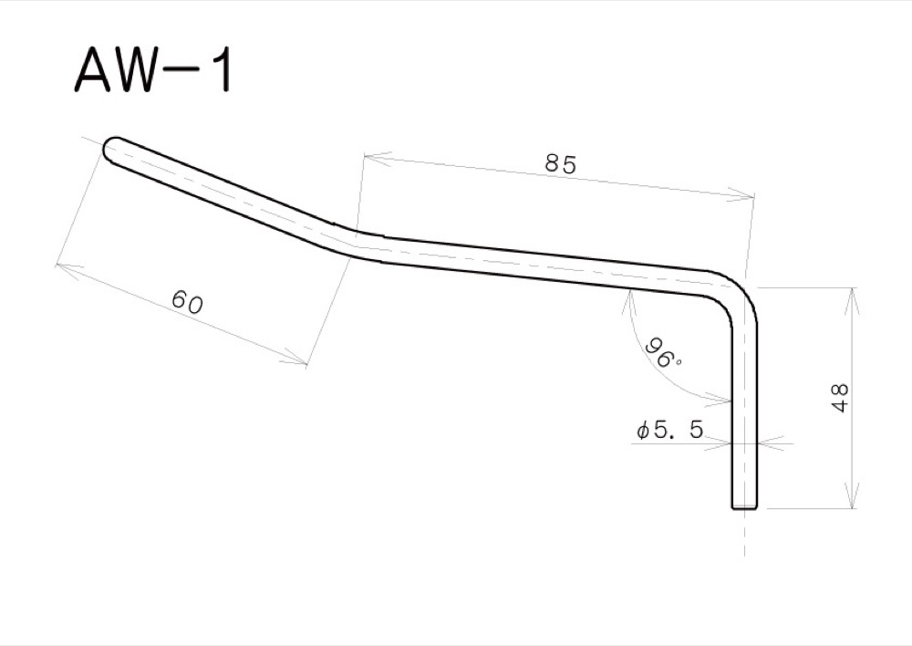 GOTOH AW-1-C VS100G用トレモロアーム クローム サイズ詳細