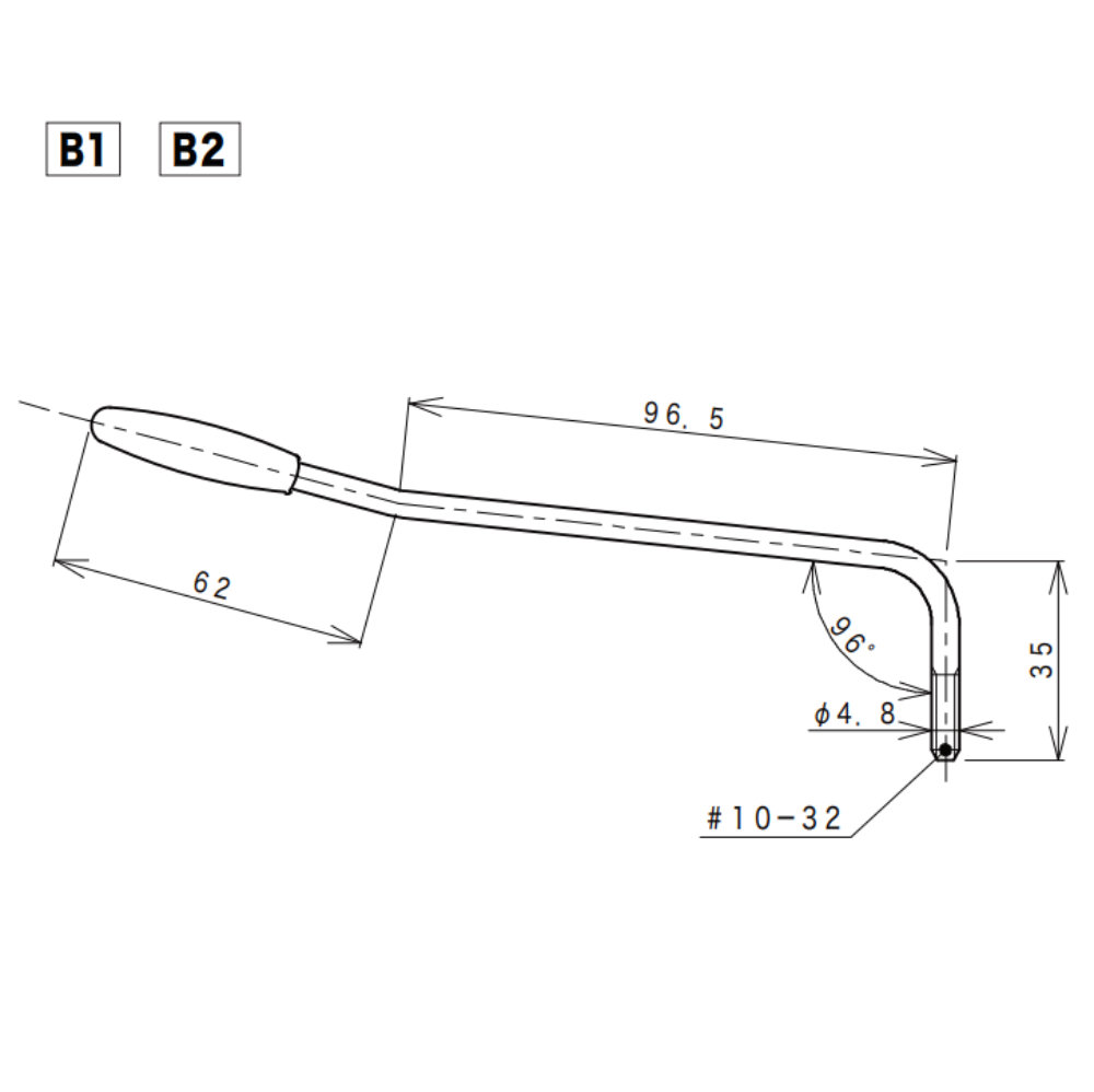 GOTOH B2-GG GE101TS用トレモロアーム ゴールド サイズ詳細