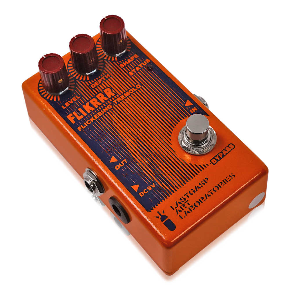Lastgasp Art Laboratories ラストガスプアートラボラトリーズ LALFX-FLK FLIKRRR トレモロ ギターエフェクター 斜めアングル画像
