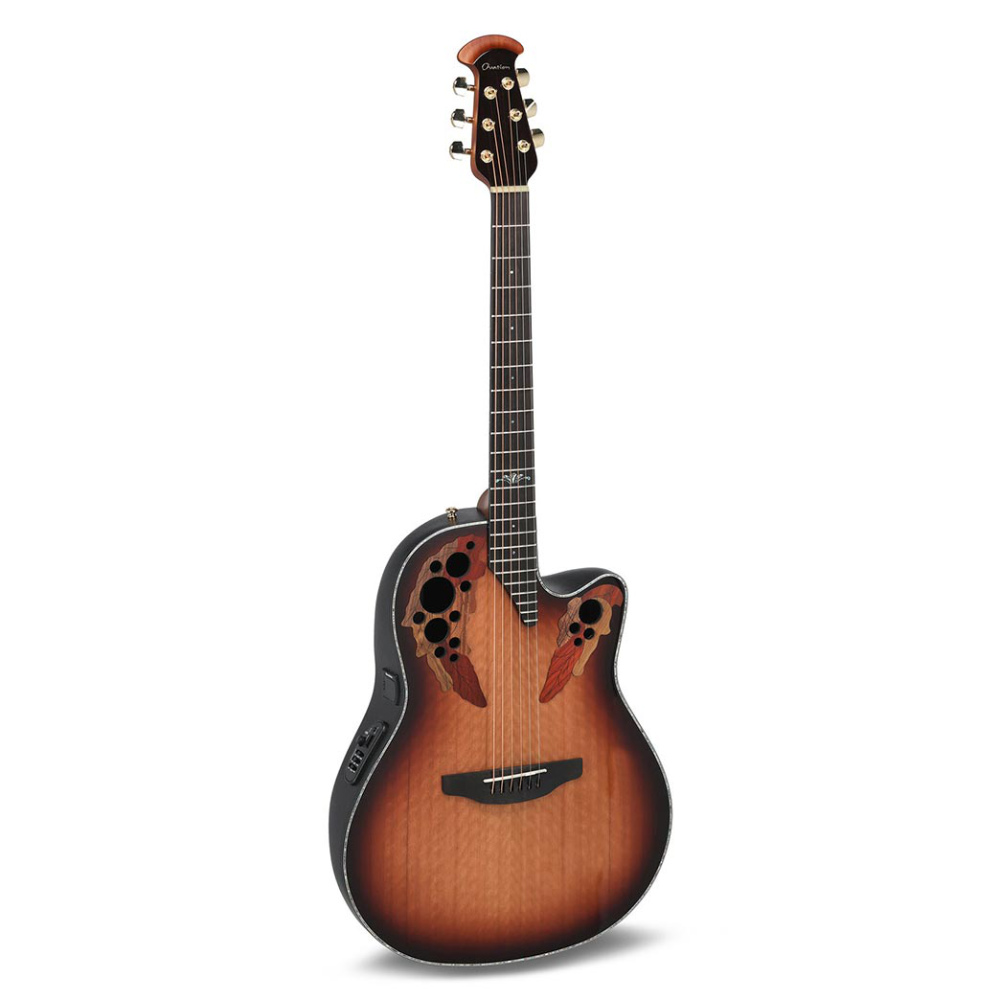OVATION オベーション Celebrity Elite Plus CE44P FLE Mid Cutaway エレクトリックアコースティックギター 斜めアングル画像