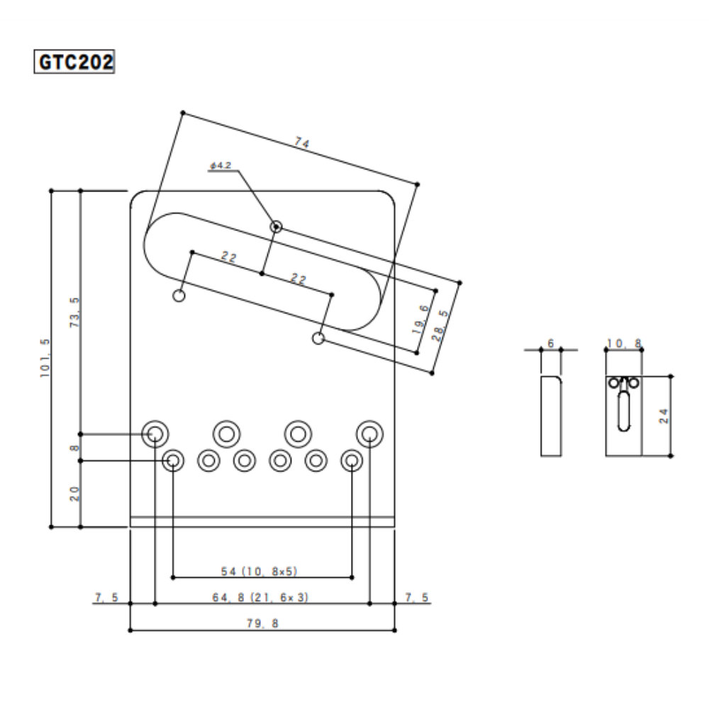 ゴトー GOTOH GTC202-GG TLタイプ用ブリッジ ゴールド サイズ詳細