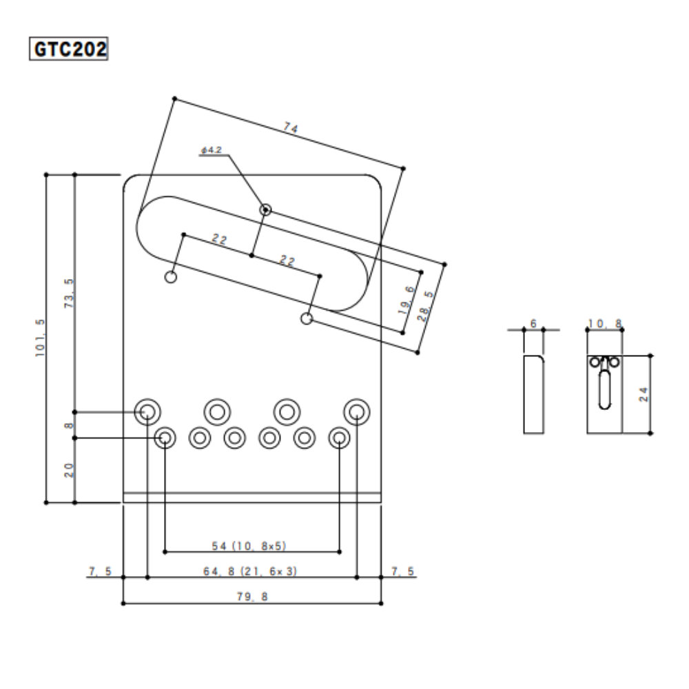 ゴトー GOTOH GTC202-C TLタイプ用ブリッジ クローム サイズ詳細
