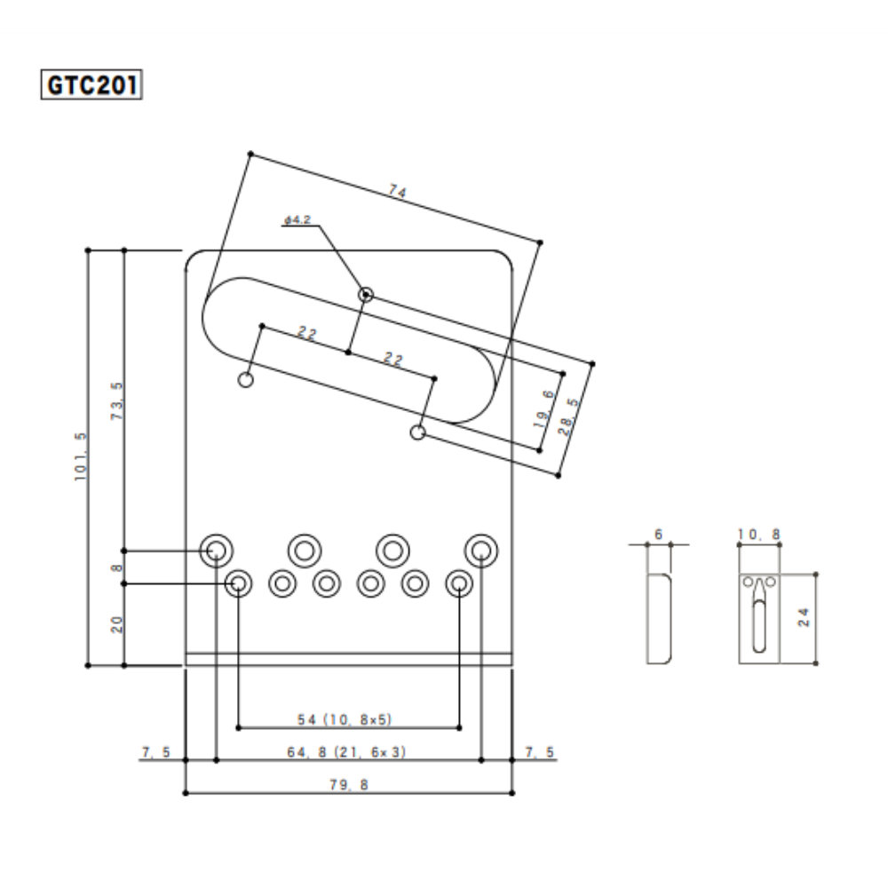 ゴトー GOTOH GTC201-GG TLタイプ用ブリッジ ゴールド サイズ詳細