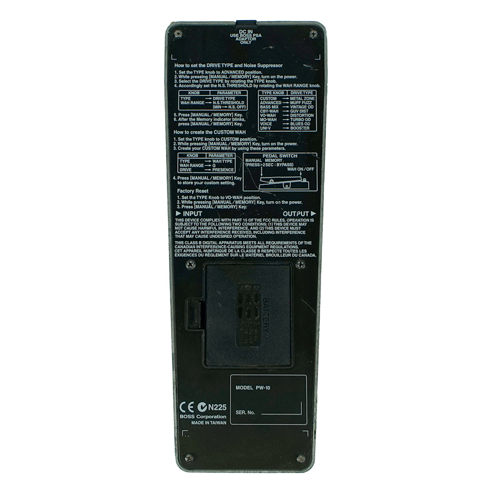 【中古】 ワウペダル エフェクター BOSS PW-10 裏面