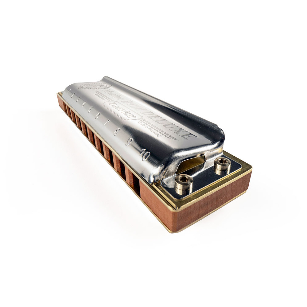 HOHNER ホーナー Marine Band Deluxe 2005P B 10ホールハーモニカ ブルースハープ 斜めアングル画像