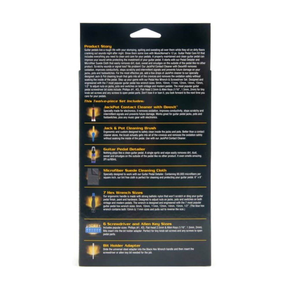 MUSIC NOMAD ミュージックノマド MN286 Pedal Care Kit for Guitar & Bass ペダルケアキット パッケージ裏面画像