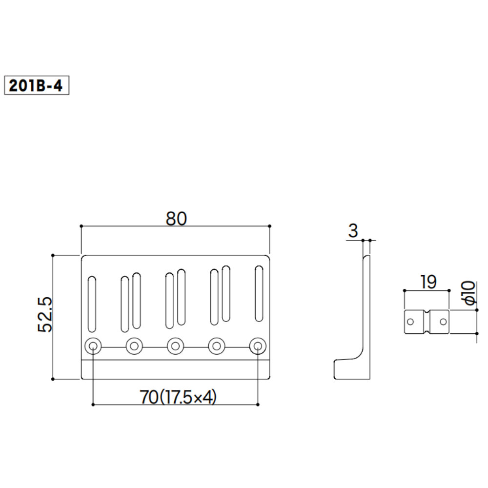 ゴトー GOTOH 201B-4-G ベース用ブリッジ ゴールド サイズ詳細