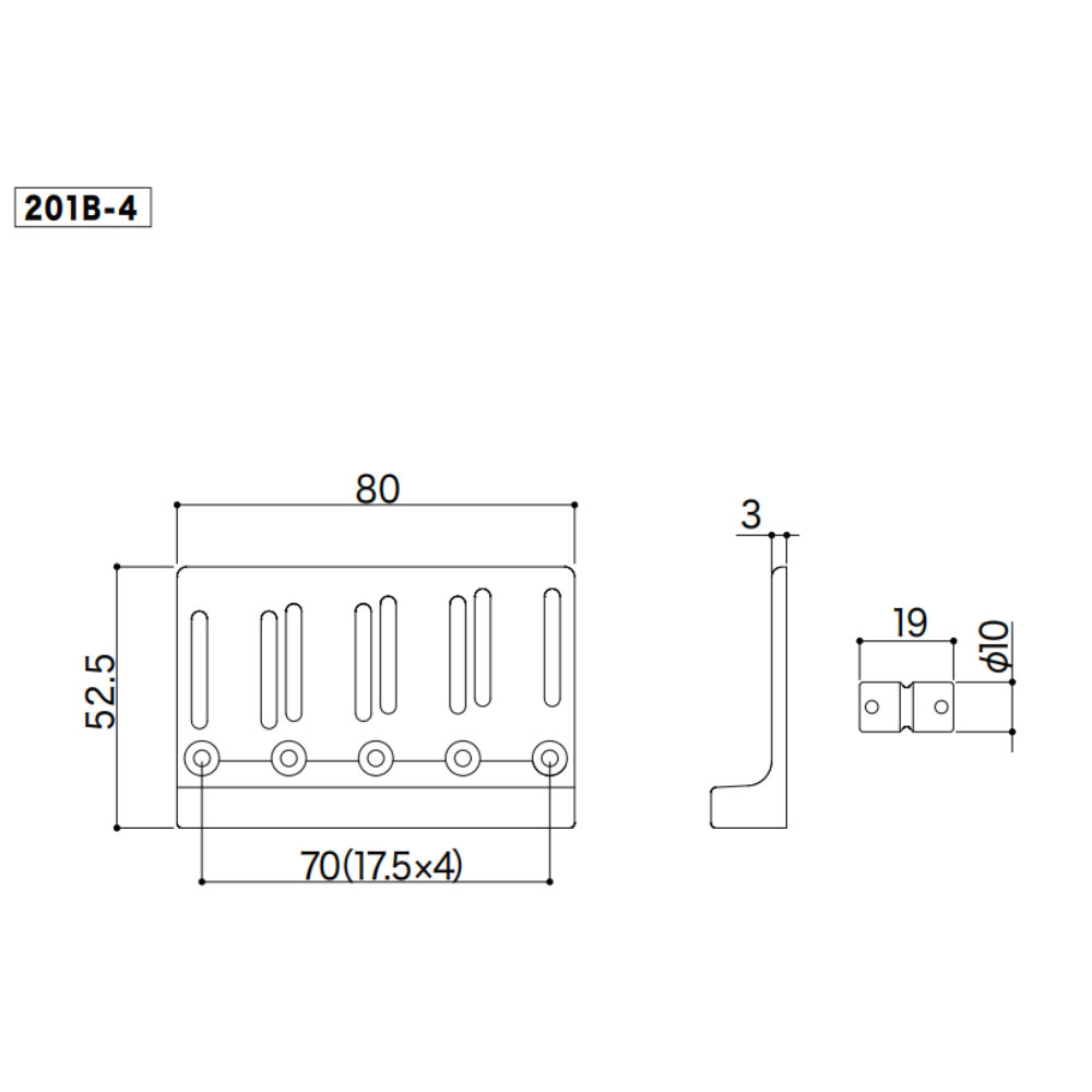 ゴトー GOTOH 201B-4-C ベース用ブリッジ クローム サイズ詳細