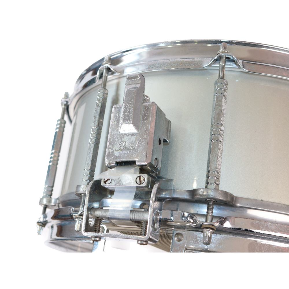 【中古】 スネアドラム パール Pearl AL-814D Free Floating Aluminum 14x6.5 1980s 日本製 Made in Japan ストレイナーの稼働部のシャフトが2本欠品
