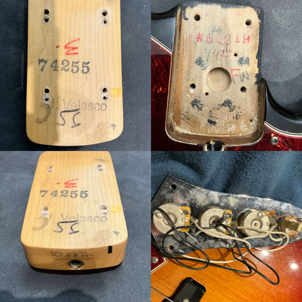 【中古】Fender フェンダー American Standard Jazz Bass 3-Color Sunburst エレキベース ネックヒール、ネックポケット、ポット