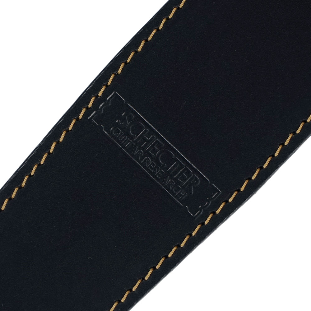 SCHECTER シェクター CW-1350 BK 革製ギターストラップ ロゴ