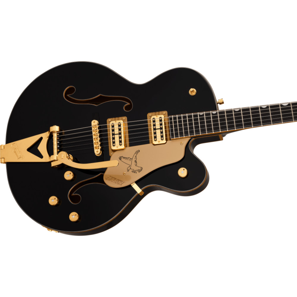 GRETSCH グレッチ Synchromatic Falcon Hollow Body Single-Cut with Bigsby Black エレキギター ボディ斜めアングル画像