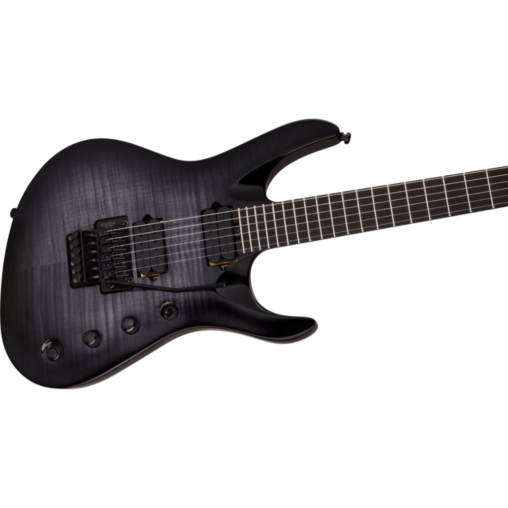 Jackson ジャクソン Pro Plus Signature Chris Broderick Soloist 6 Transparent Black エレキギター 斜めアングル画像