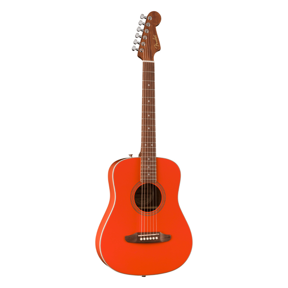 Fender フェンダー California Standard Redondo Mini with Bag Fiesta Red アコースティックギター 斜めアングル画像