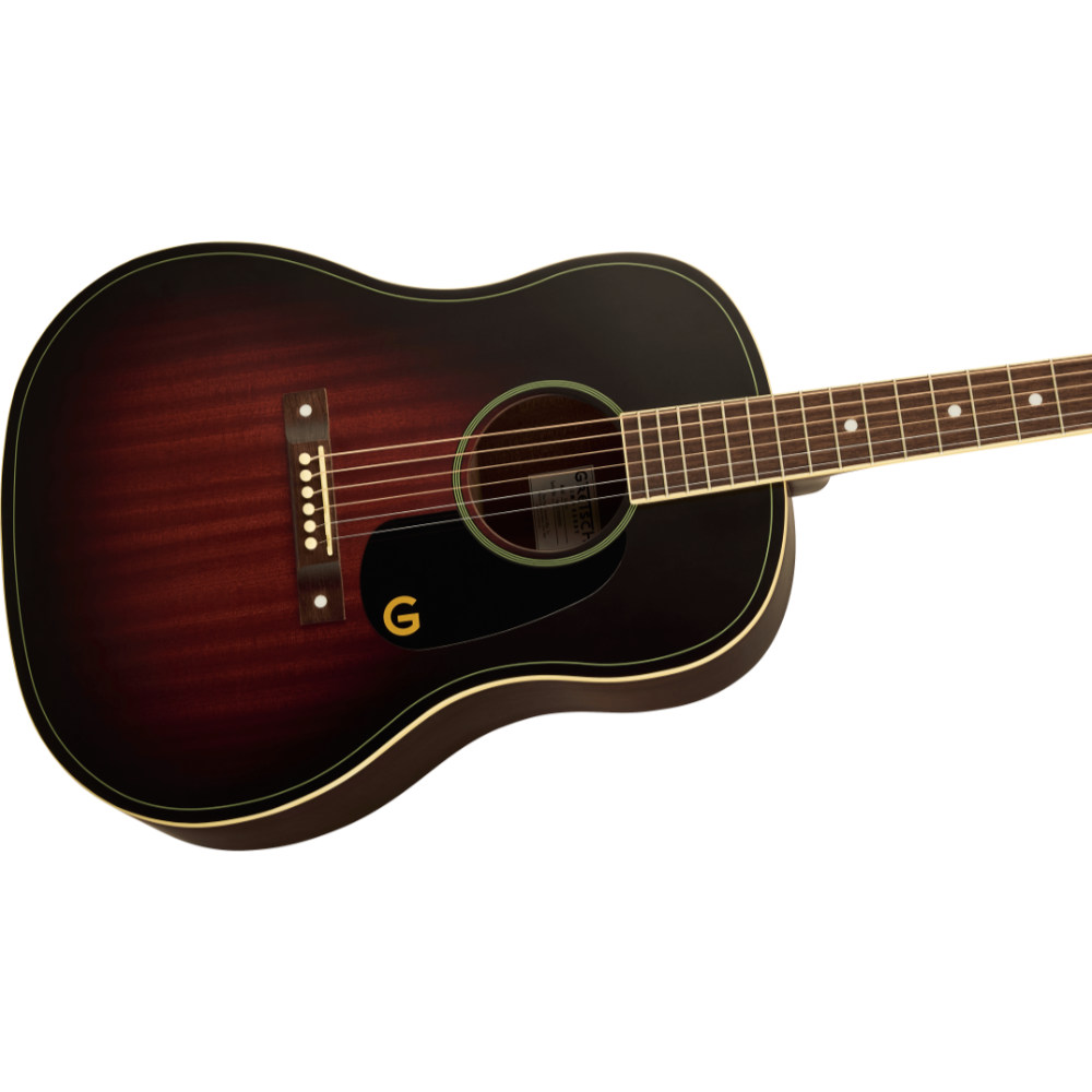 GRETSCH グレッチ Jim Dandy Dreadnought Deep Cherry Burst アコースティックギター ボディ斜めアングル画像