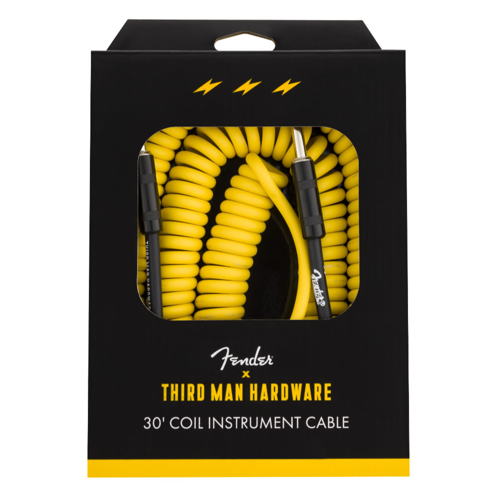 Fender フェンダー Fender x Third Man Hardware Yellow 30ft Coil Cable 約9.1m カールコード ギターケーブル パッケージ表画像