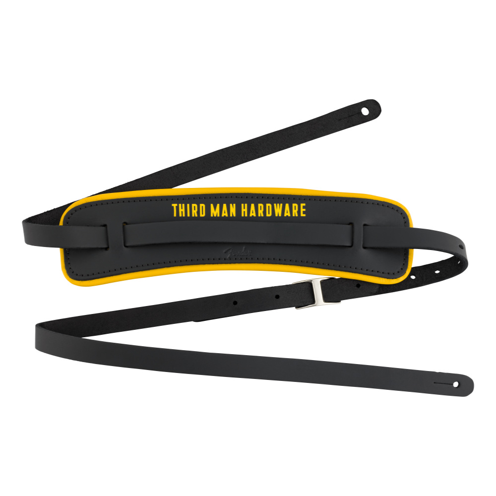 Fender フェンダー Fender x Third Man Hardware Leather Strap Black/Yellow ギターストラップ
