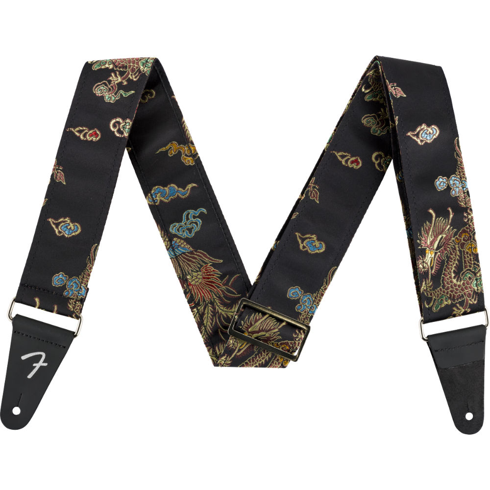 Fender フェンダー SATIN DRAGON STRAP BLK ギターストラップ ブラック