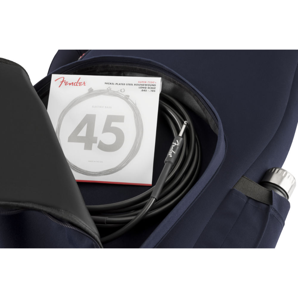 Fender フェンダー Troubadour Electric BASS Gig Bag Navy エレキベース用ギグバッグ ネイビー ポケット内部