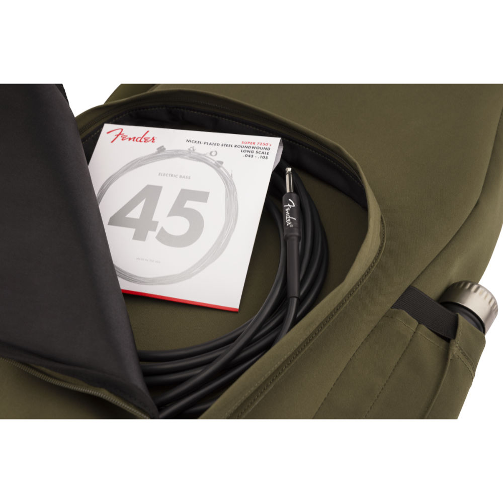 Fender フェンダー Troubadour Electric BASS Gig Bag Olive エレキベース用ギグバッグ オリーブ ポケット内部