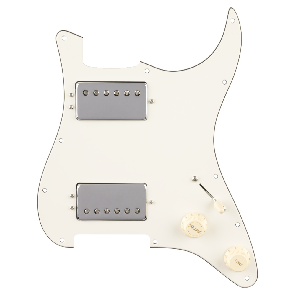 Fender フェンダー Pre-Wired Strat Pickguard Quadra Tap HH Parchment 11 Hole PG 配線済みピックアップセット
