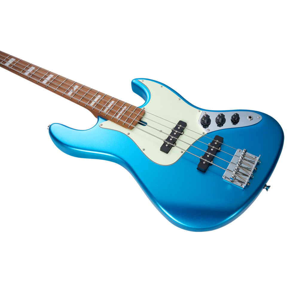 Mooer ムーアー MBJ410 Metal Blue エレキベース ボディ斜めアングル画像1