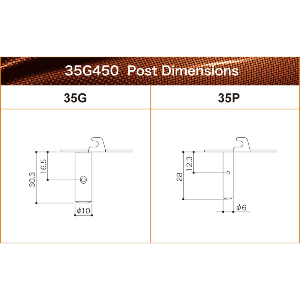 ゴトー GOTOH 35G450FG-Flash Gold クラシックギター用ペグ サイズ詳細