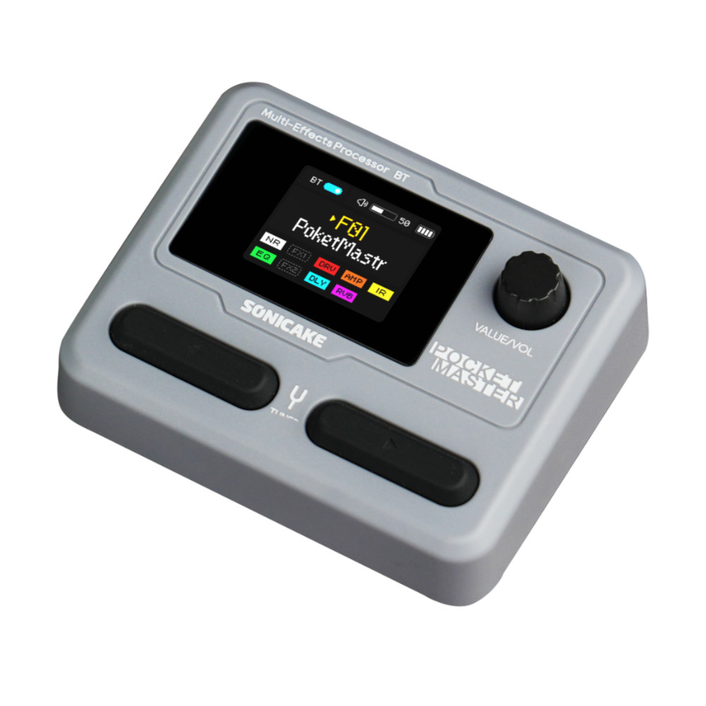 ソニケーキ Sonicake Pocket Master QME-10GY グレー マルチエフェクター 斜めアングル画像
