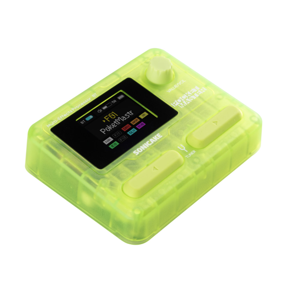 ソニケーキ Sonicake Pocket Master QME-10TGN クリアグリーン マルチエフェクター 斜めアングル画像