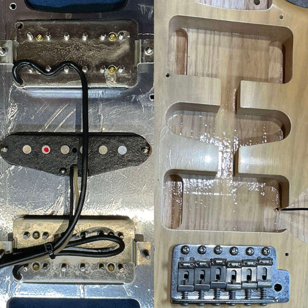 【中古】Black Smoker ブラックスモーカー TRAD MASTER Series SIGMA HSH Blonde Light Aged エレキギター ピックアップ内部、キャビティ