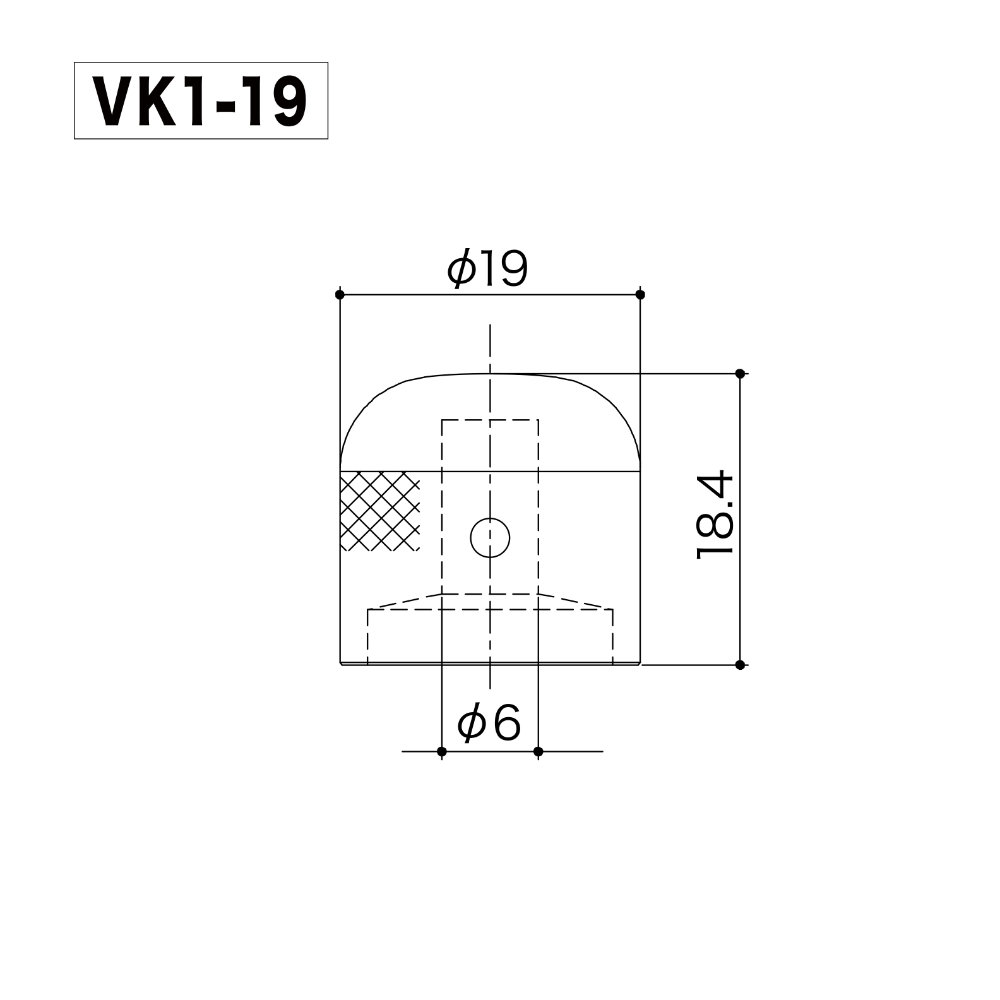 ゴトー GOTOH VK1-19B ノブ ギターパーツ ブラッククローム サイズ詳細