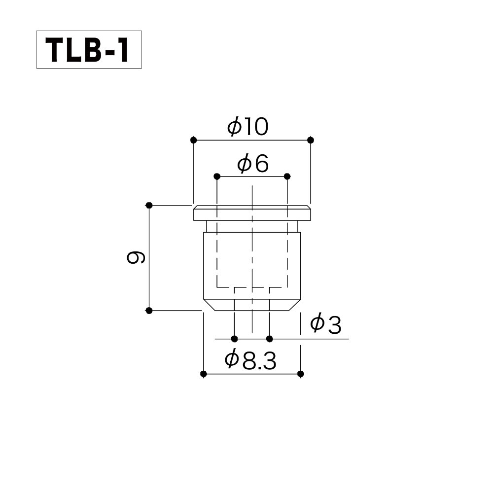 ゴトー GOTOH TLB-1N ギター用 ストリングブッシュ 6個セット ニッケル サイズ詳細