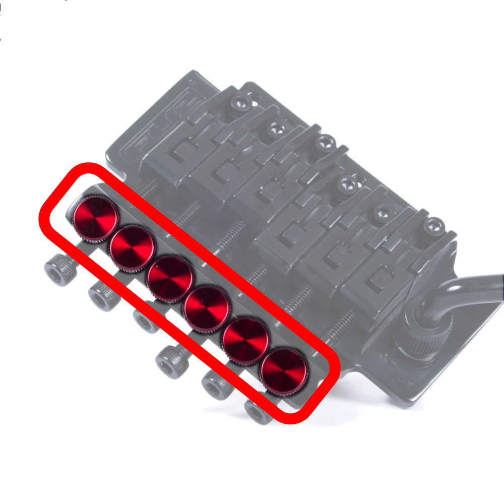FU-Tone Titanium Fine Tuners Set (6)-RED チタン製 フロイドローズ ファインチューンダイヤル 6個セット