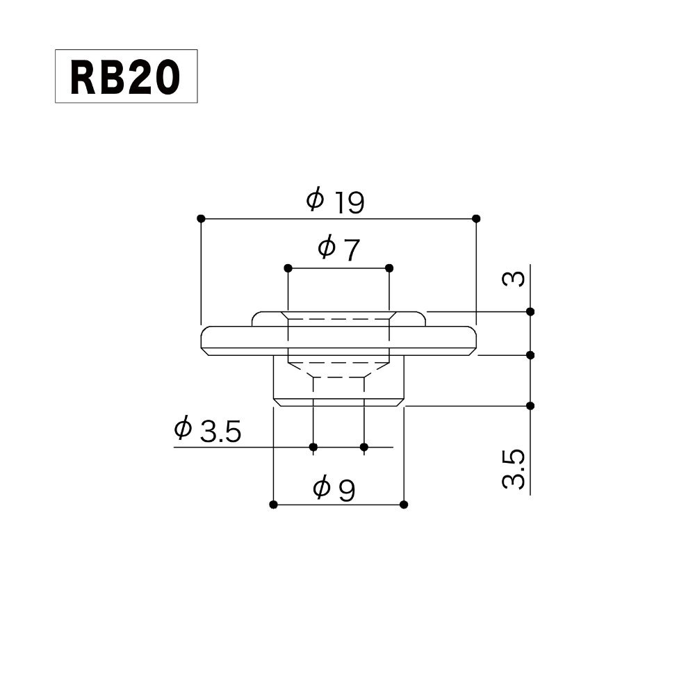 ゴトー GOTOH RB20B ベース用 ストリングリテイナー ブラッククローム サイズ詳細