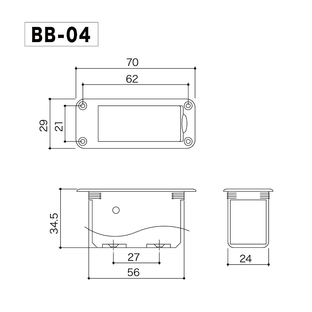 ゴトー GOTOH BB-04 バッテリーボックス 9V電池用 サイズ詳細