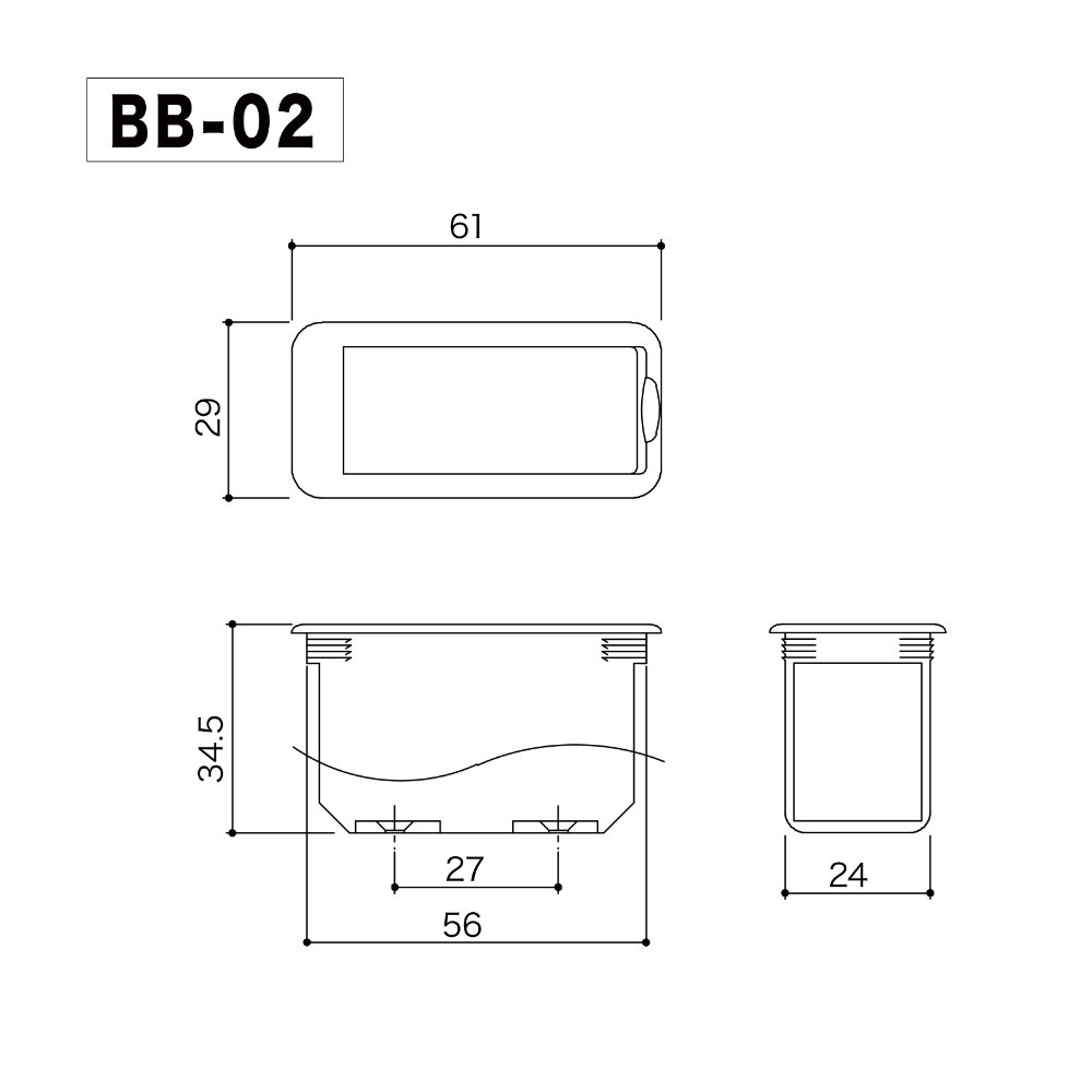 ゴトー GOTOH BB-02 バッテリーボックス 9V電池用 サイズ詳細